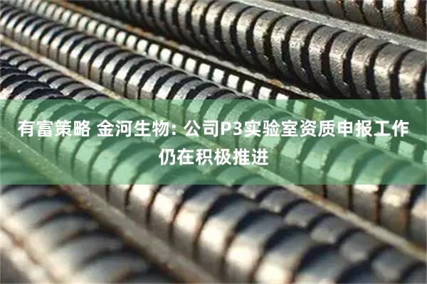 有富策略 金河生物: 公司P3实验室资质申报工作仍在积极推进